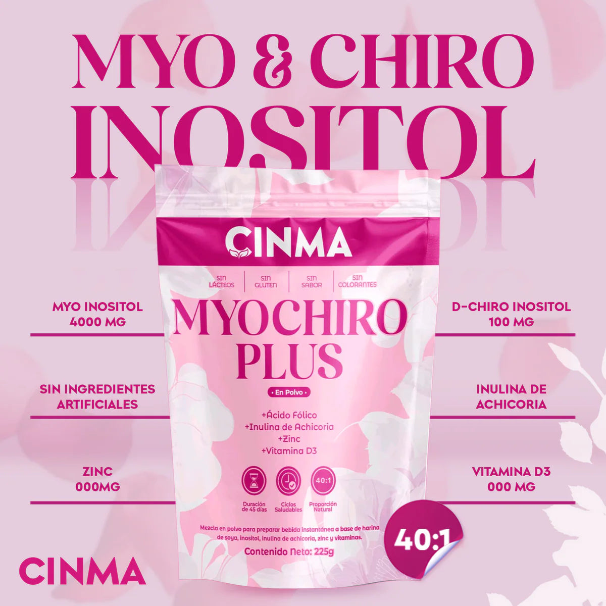 Myo inositol & D chiro Inositol Polvo 225g Cinma
