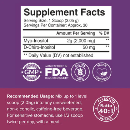 Myo Inositol y D Chiro Inositol Polvo 61.5g Intimate Rose