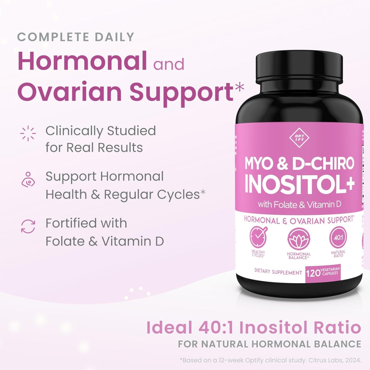 Myo Y D Chiro Inositol Con Folato Y Vitamina D 120 Caps Optify