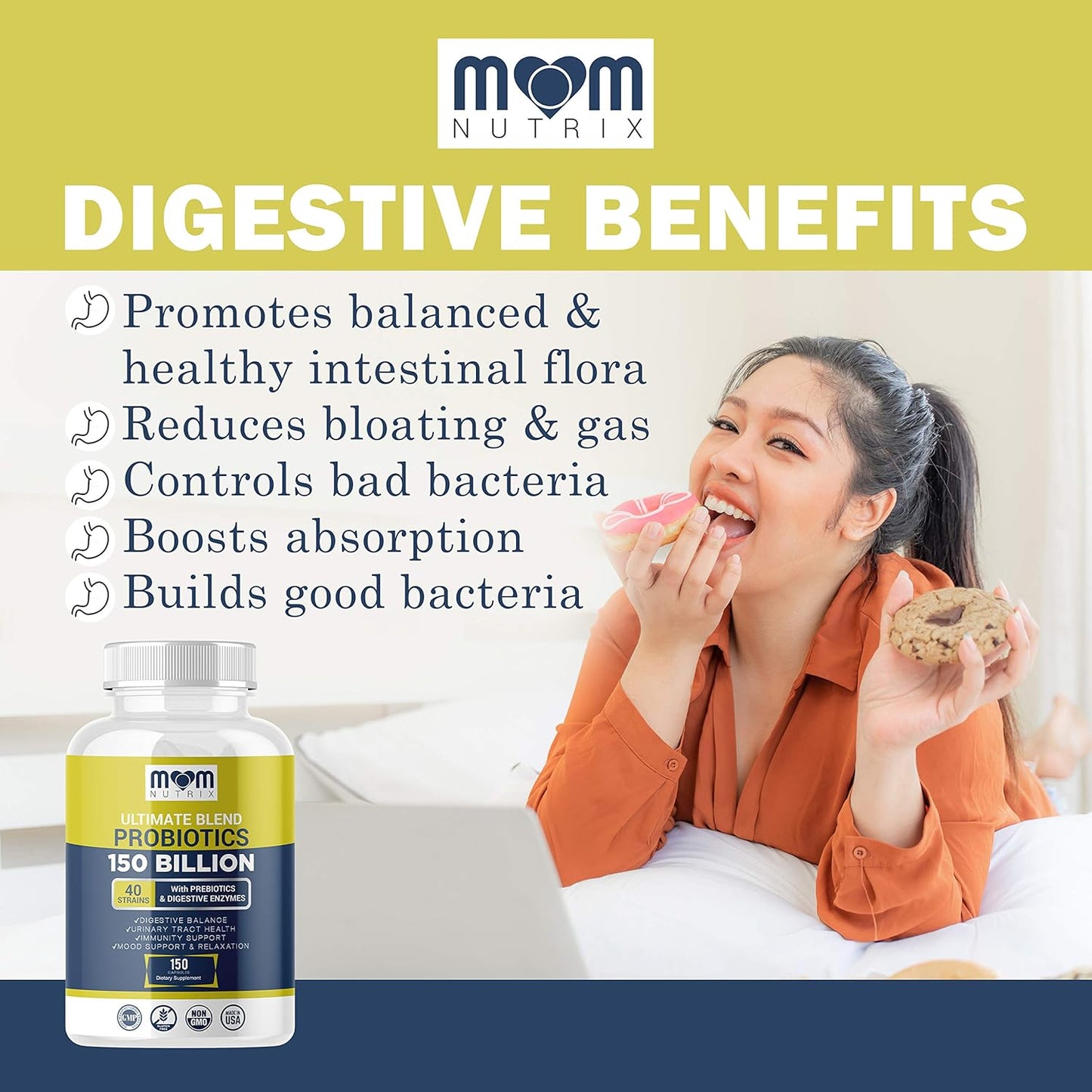 Probioticos y Prebioticos 40 Cepas 150 Billones Mom