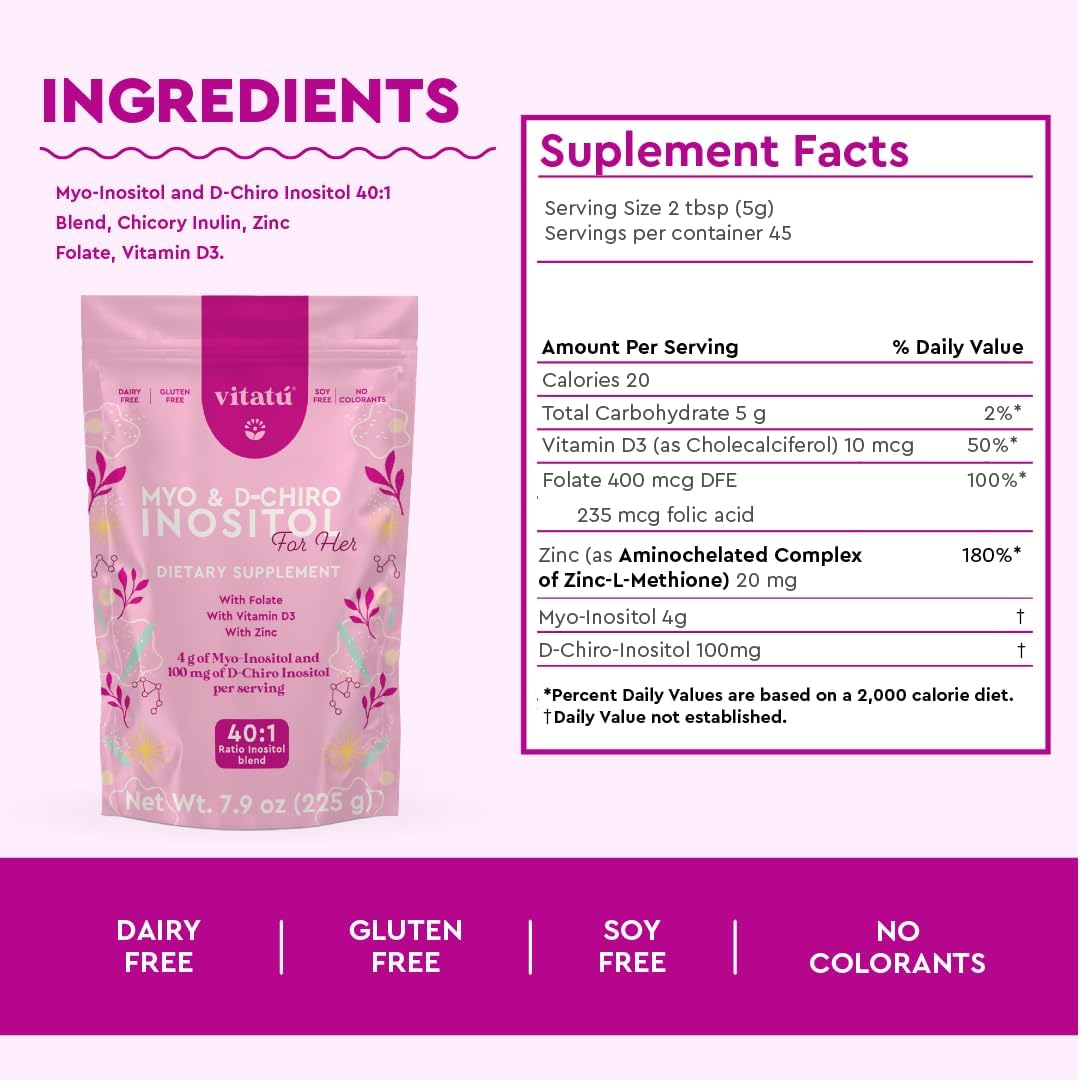 Myo inositol & D chiro Inositol Polvo 225g Vitatu